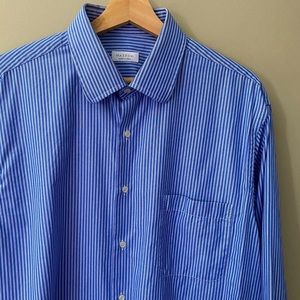 Mazzoni Italy Men’s Blue Stripe Button Down Shirt